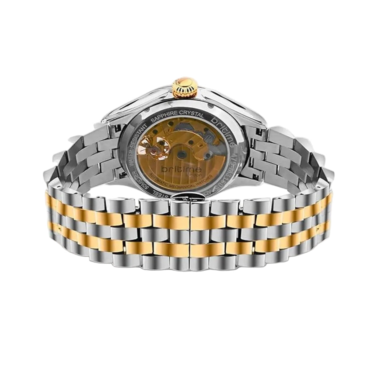 Silver and gold watch with a white background