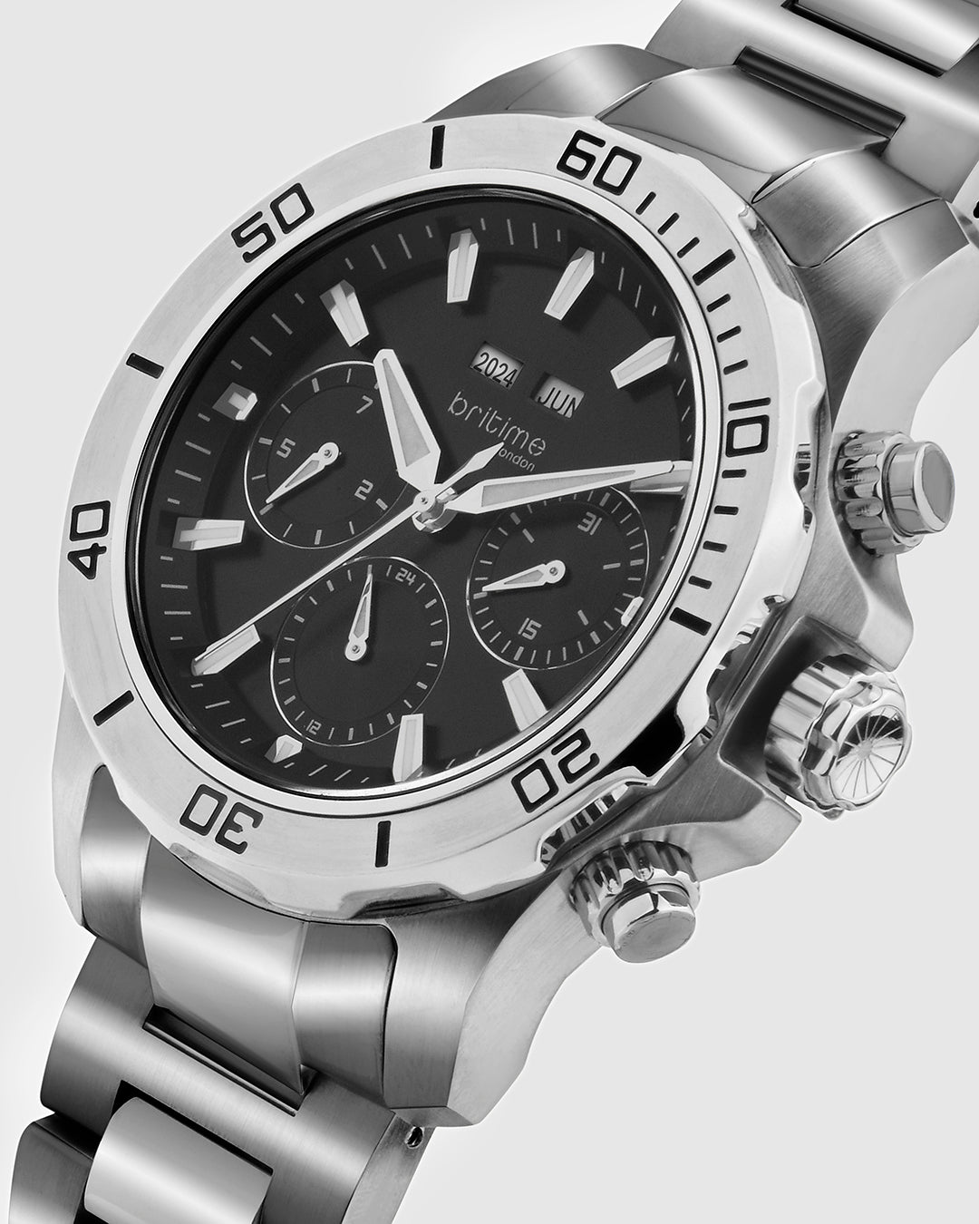 Britime Equinox Men Automatic Black Dial Multi-Function Stainless steel Watch 562-M10401