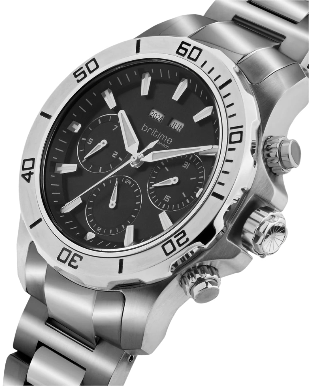 Britime Equinox Men Automatic Black Dial Multi-Function Stainless steel Watch 562-M10401