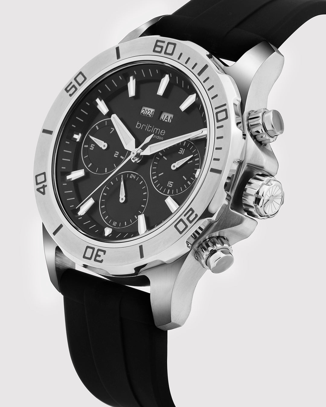 Britime Equinox Men Automatic Black Dial Multi-Function Leather Watch 562-P10406
