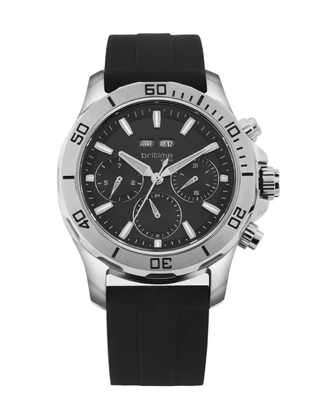 Britime Equinox Men Automatic Black Dial Multi-Function Leather Watch 562-P10406