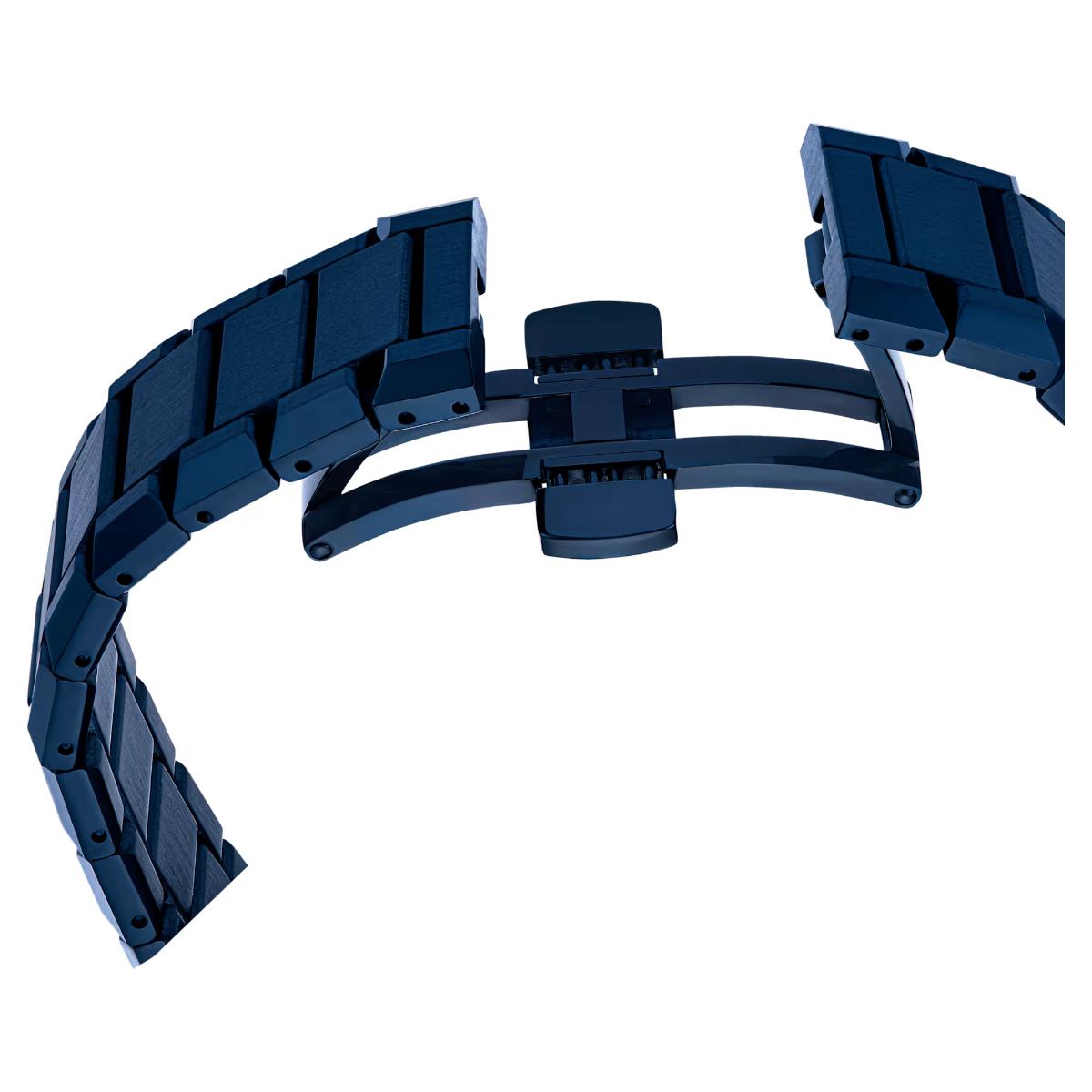 Blue watch strap on a white background