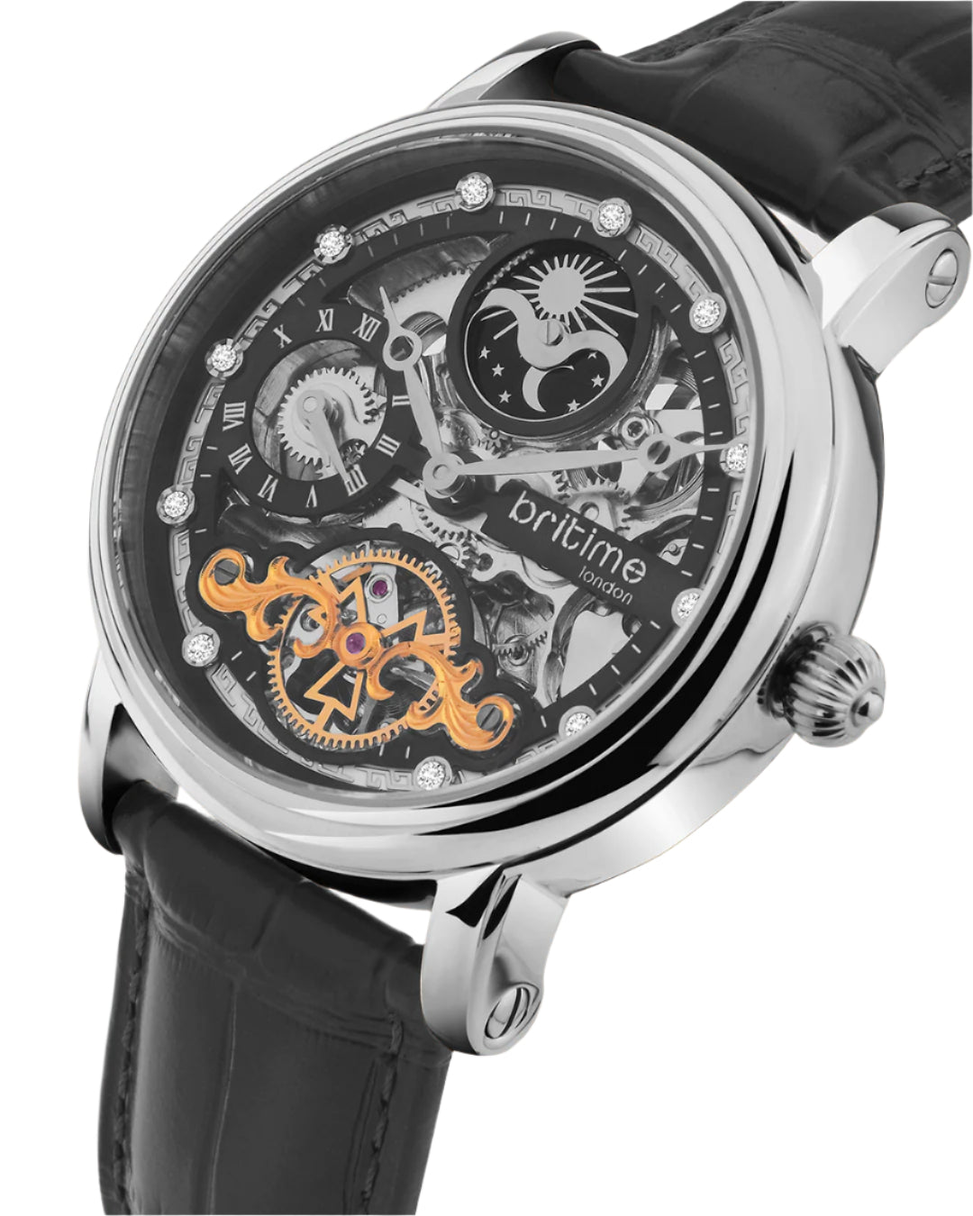 Britime Crist Automatic Black Dial Multifunction Men Watch 641-L10406