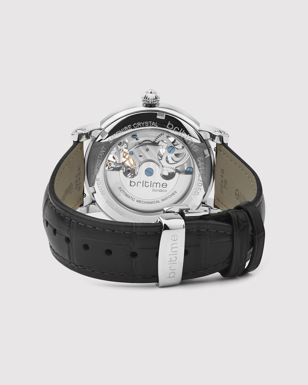 Britime Crist Skeleton Green Dial Leather Wrap Around Straps Men Automatic Watch 641-L11406