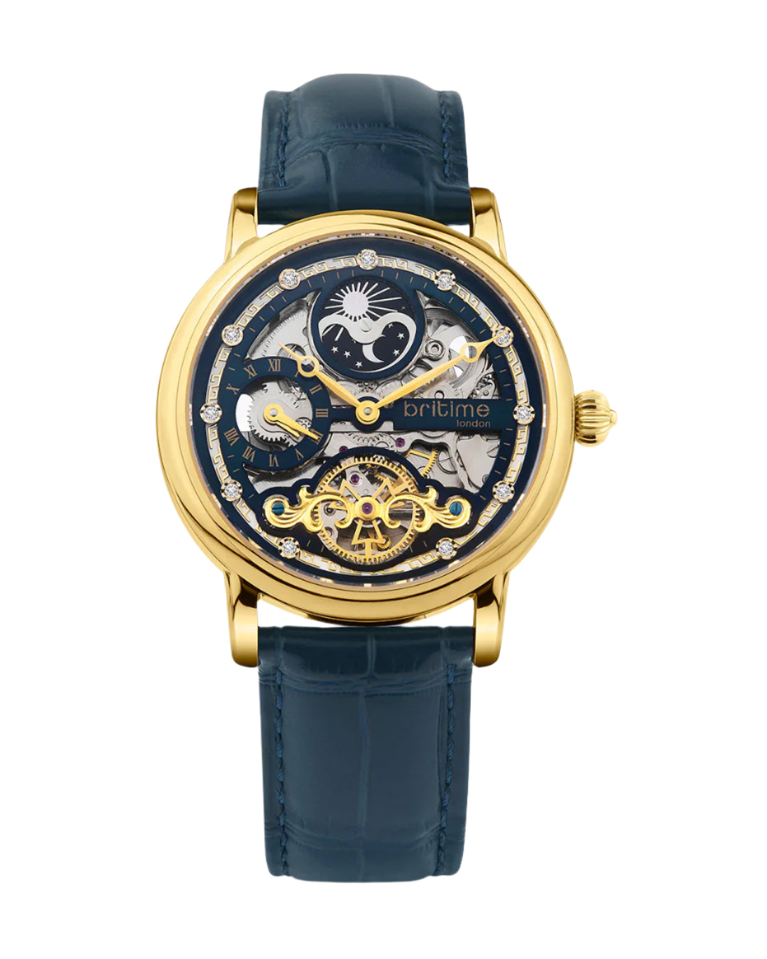 Britime Crist Blue Dial Leather Bracelet Style Straps Analogue Automatic Watch 641-L20507