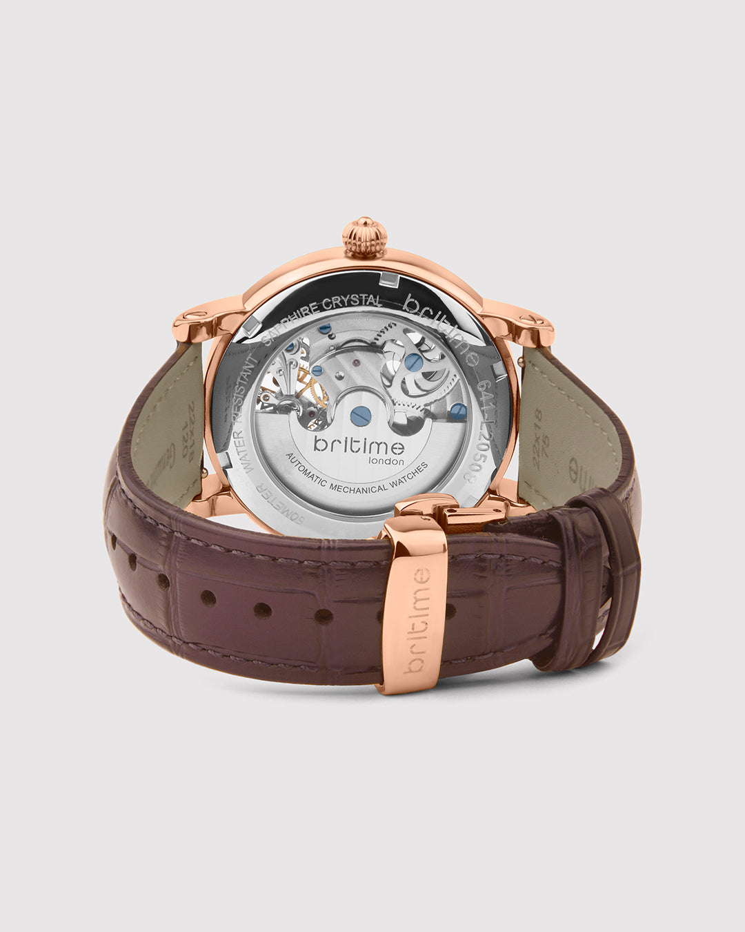 Britime Crist Embellished Dial & Leather Bracelet Style Straps Automatic Men Watch 641-L30708