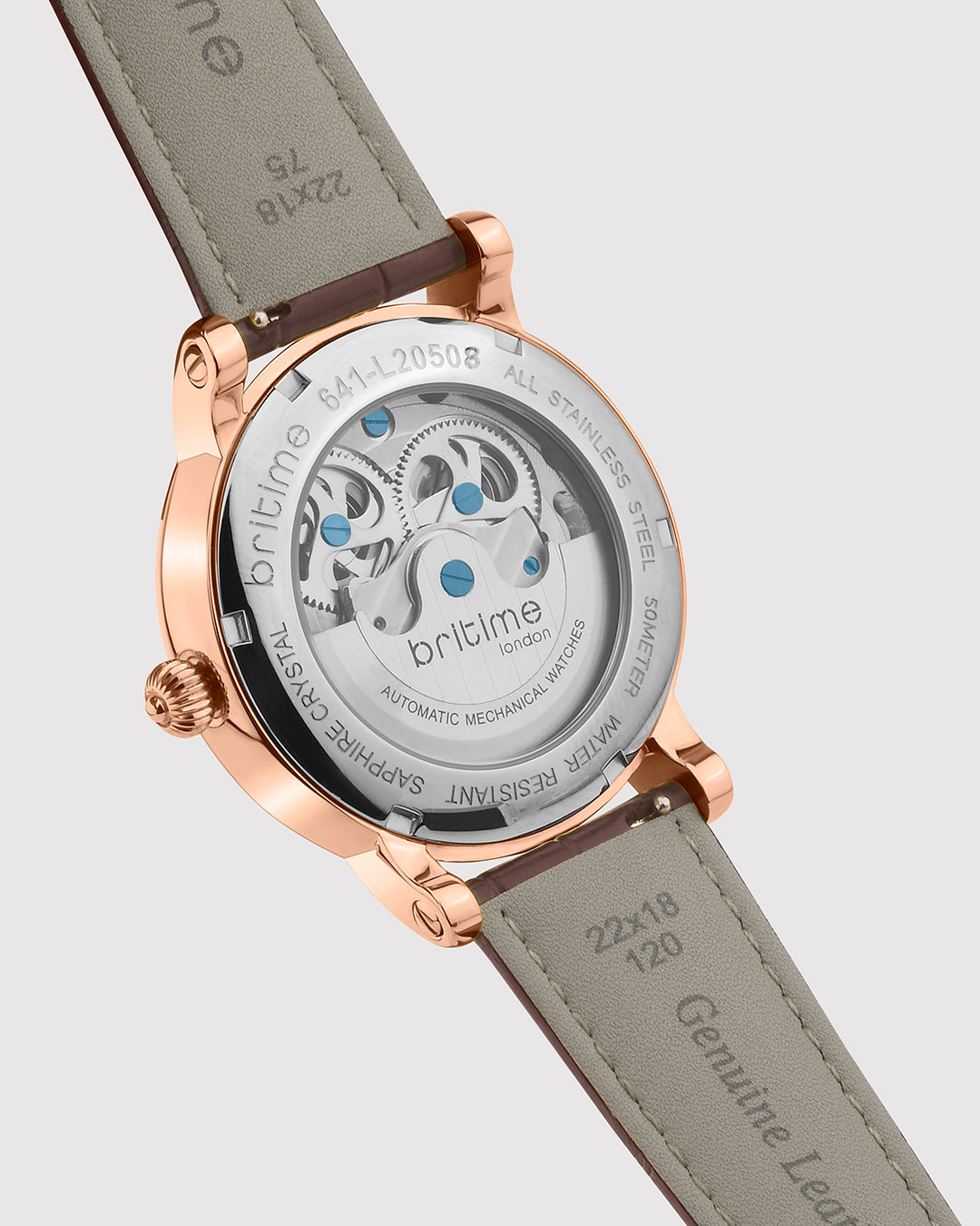 Britime Crist Embellished Dial & Leather Bracelet Style Straps Automatic Men Watch 641-L30708