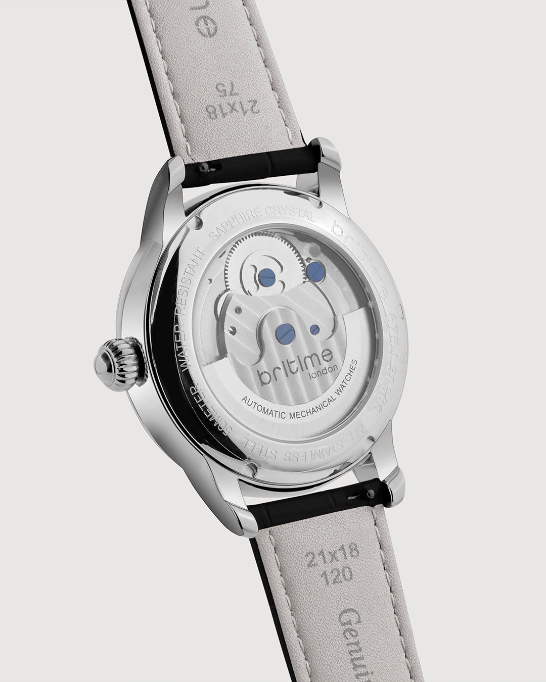 Britime Eclipse Silver Dial With Leather Strap Automatic Watch 675-L10306