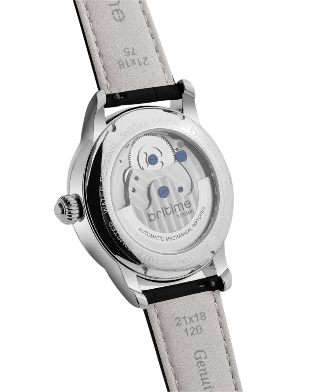 Britime Eclipse Silver Dial With Leather Strap Automatic Watch 675-L10306