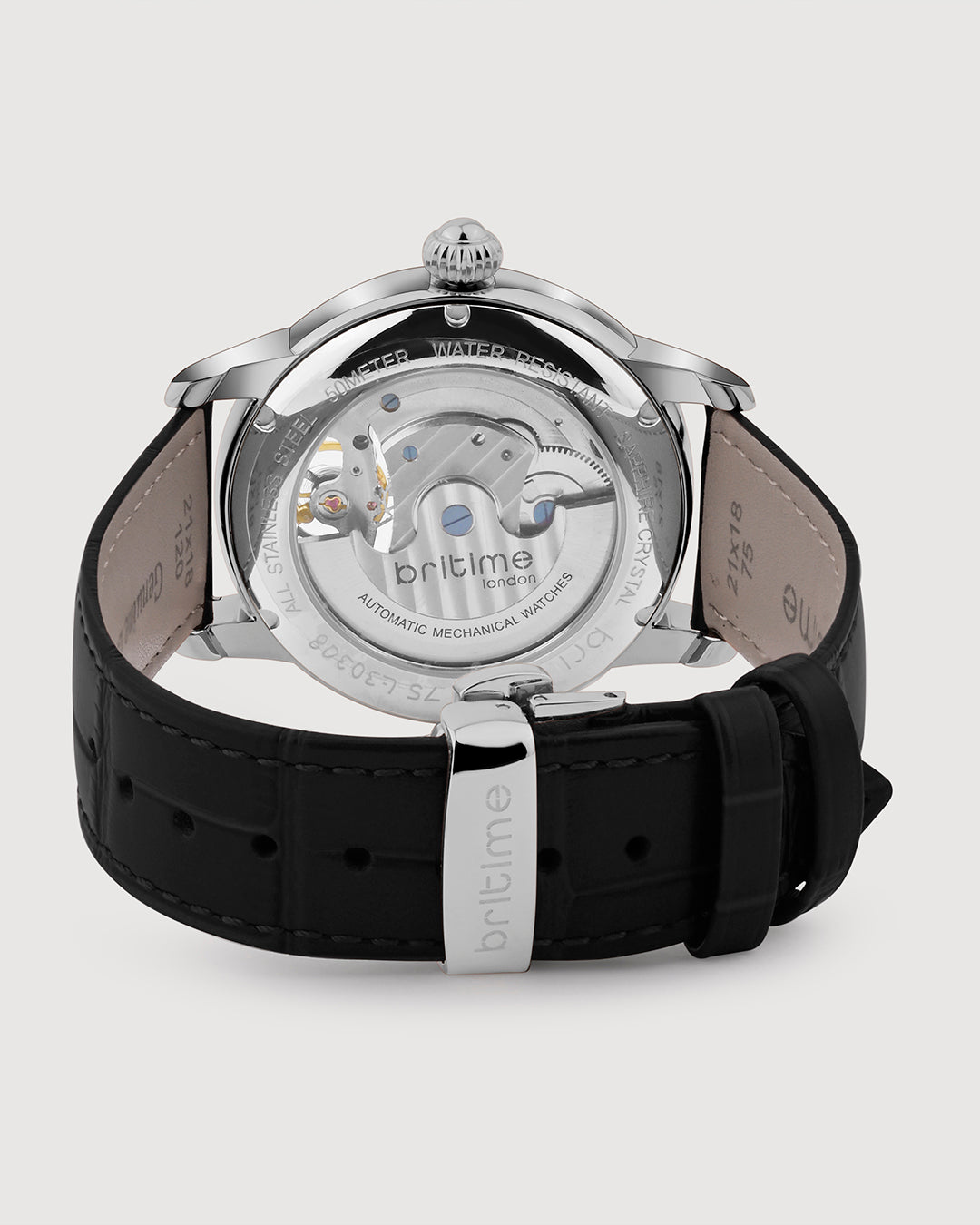Britime Eclipse Silver Dial With Leather Strap Automatic Watch 675-L10306