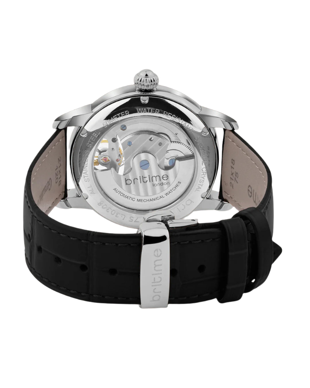 Britime Eclipse Silver Dial With Leather Strap Automatic Watch 675-L10306