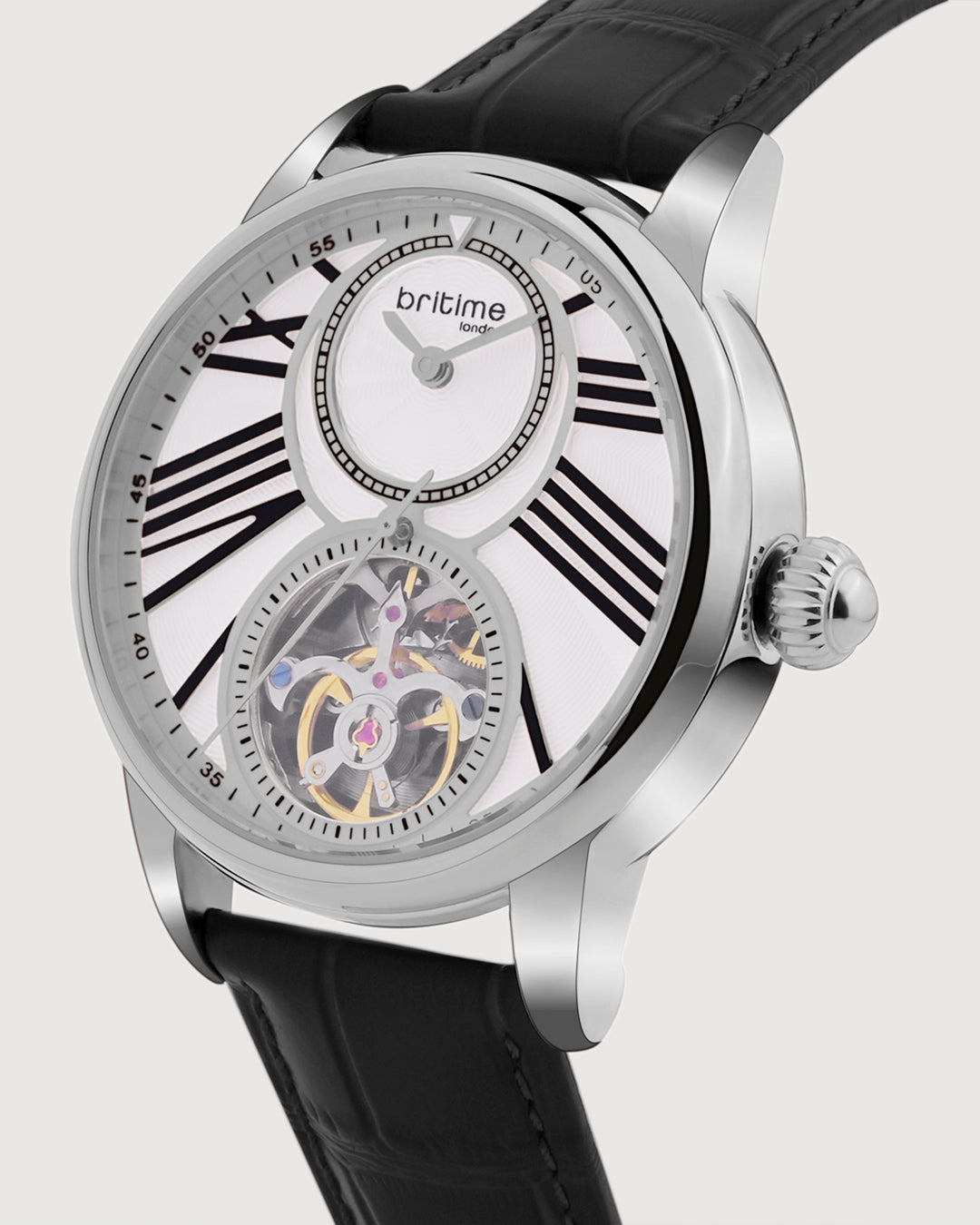 Britime Eclipse Silver Dial With Leather Strap Automatic Watch 675-L10306