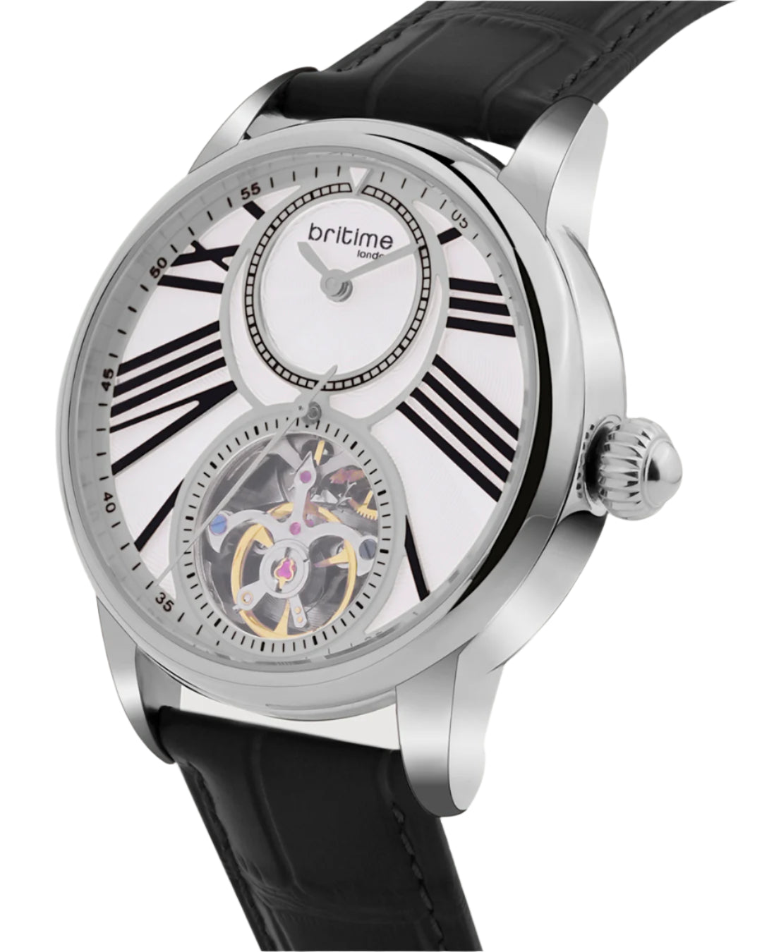 Britime Eclipse Silver Dial With Leather Strap Automatic Watch 675-L10306
