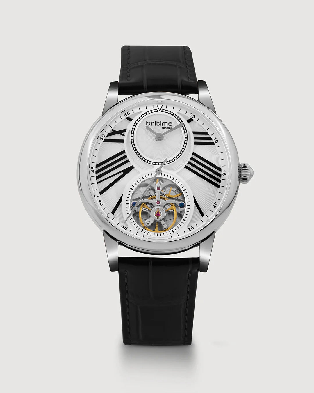 Britime Eclipse Silver Dial With Leather Strap Automatic Watch 675-L10306
