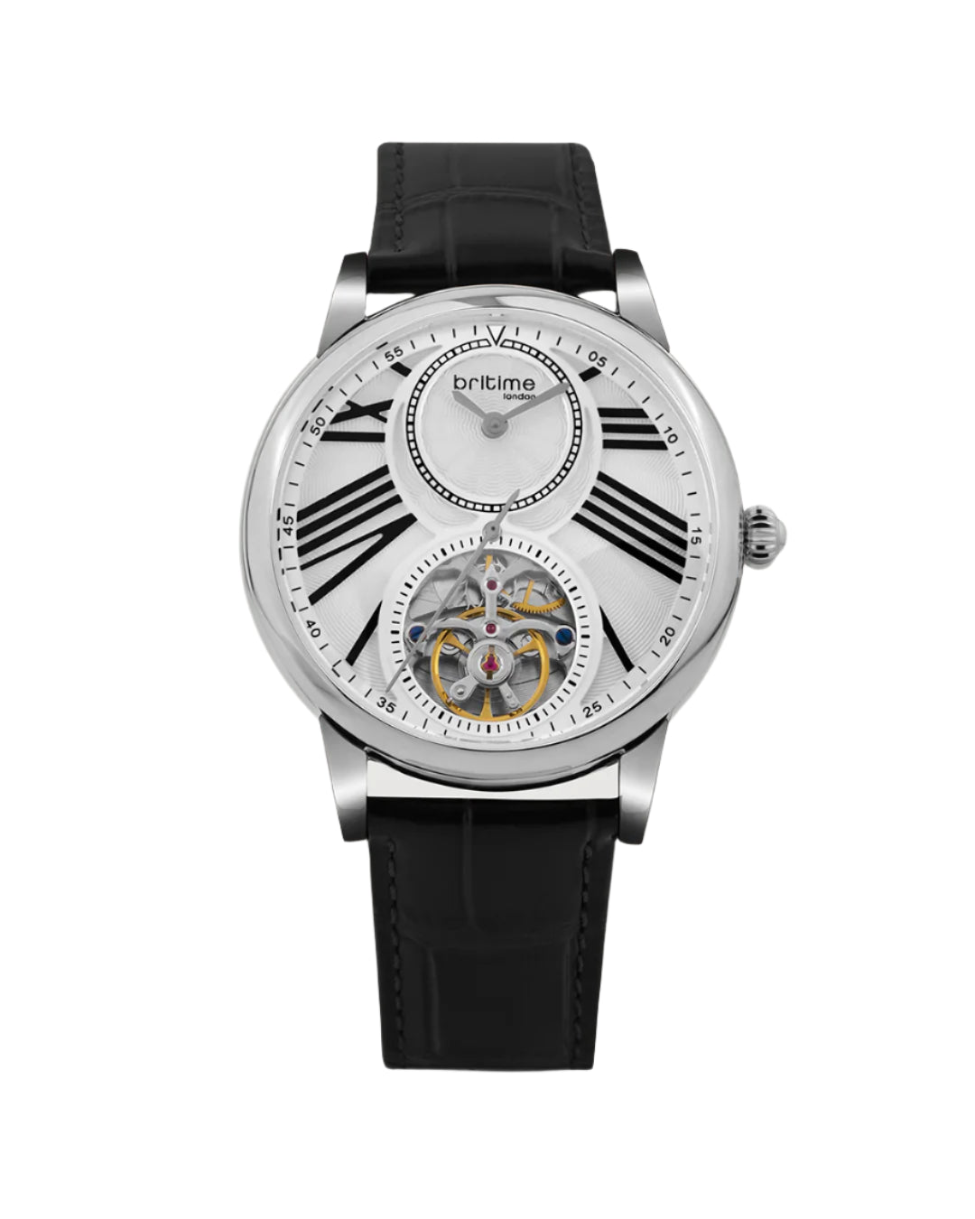 Britime Eclipse Silver Dial With Leather Strap Automatic Watch 675-L10306