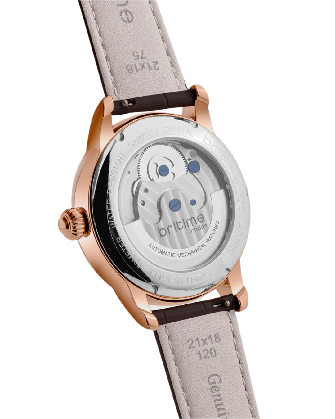 Britime Eclipse Rose Gold Dial Leather Straps Analogue Automatic Watch 675-L30308