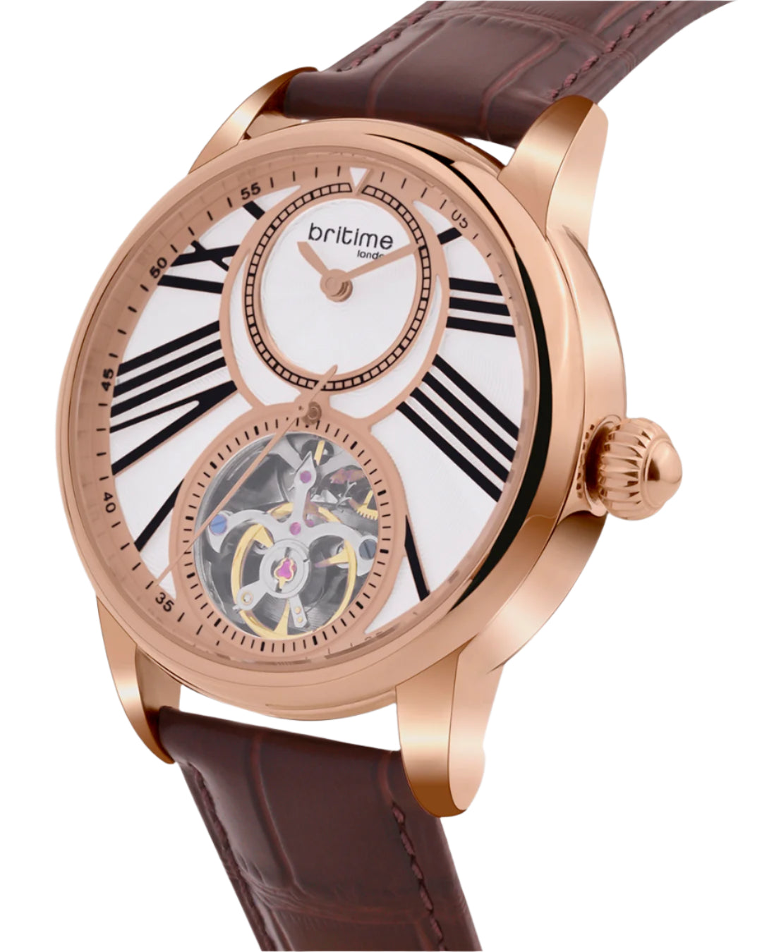 Britime Eclipse Rose Gold Dial Leather Straps Analogue Automatic Watch 675-L30308