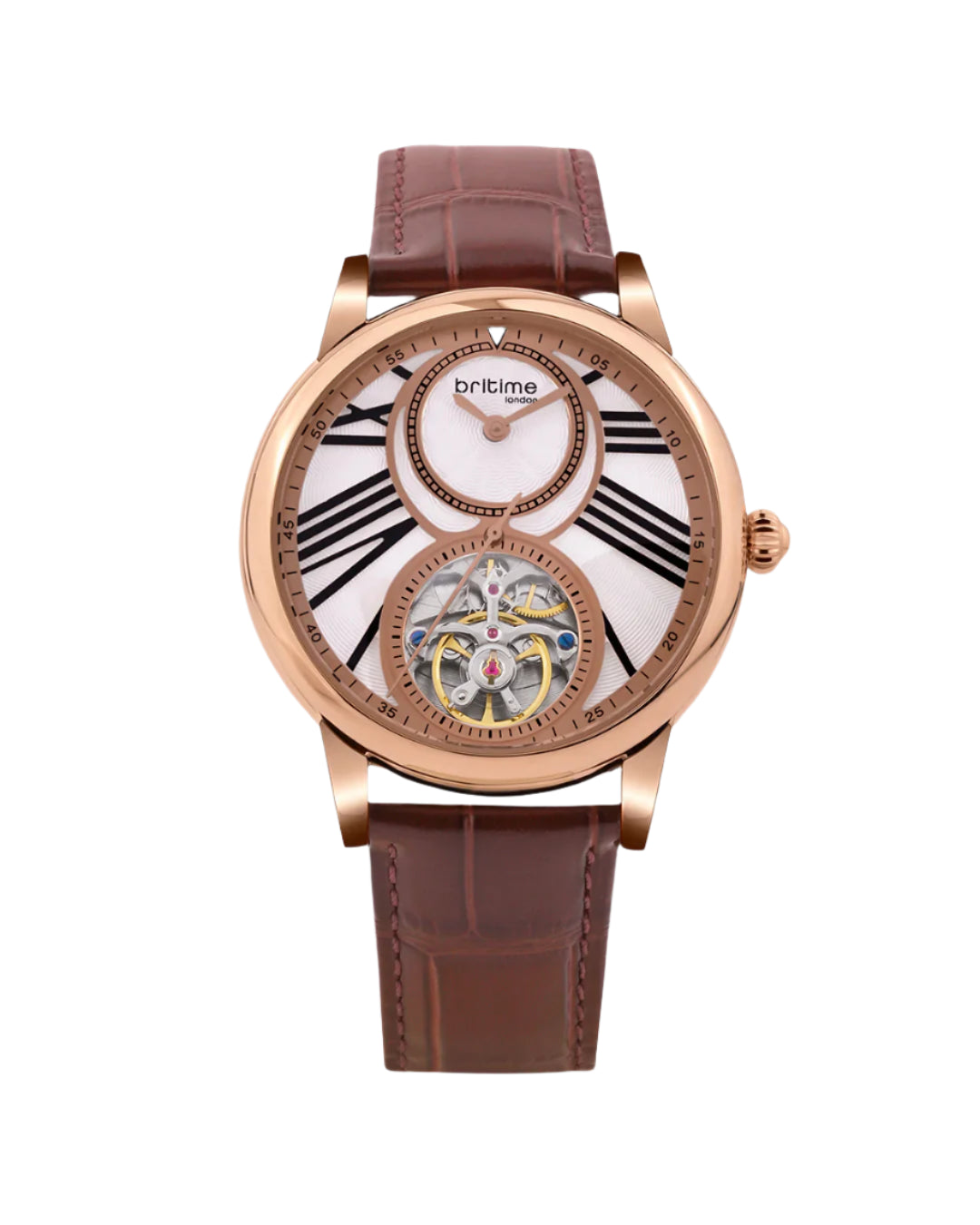 Britime Eclipse Rose Gold Dial Leather Straps Analogue Automatic Watch 675-L30308