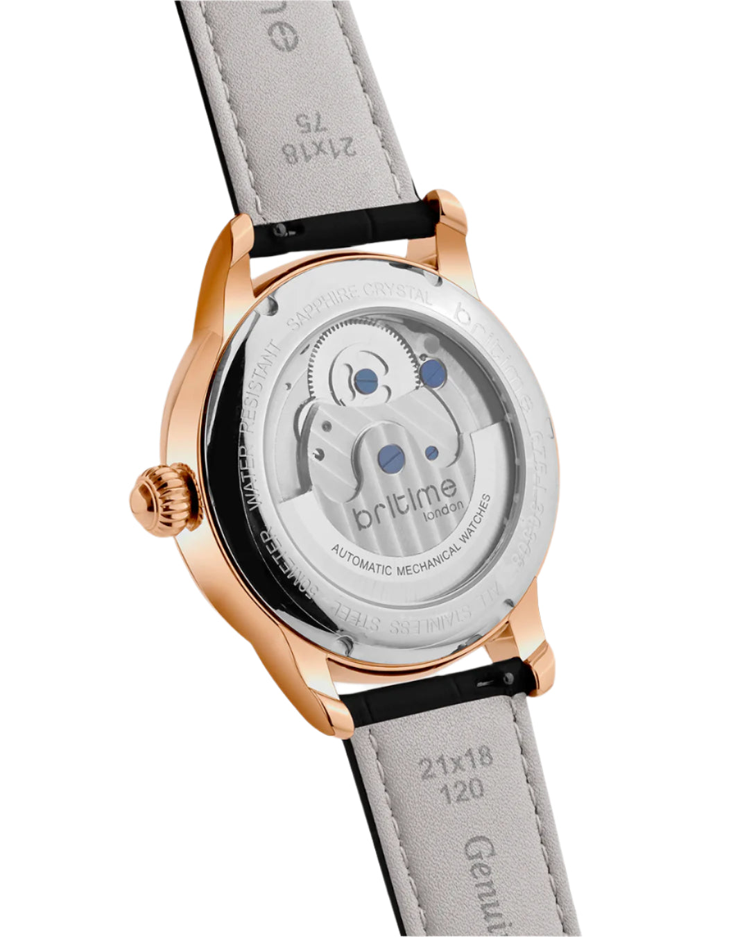 Britime Eclipse Black Dial Leather Textured Straps Analogue Automatic Watch 675-L30406