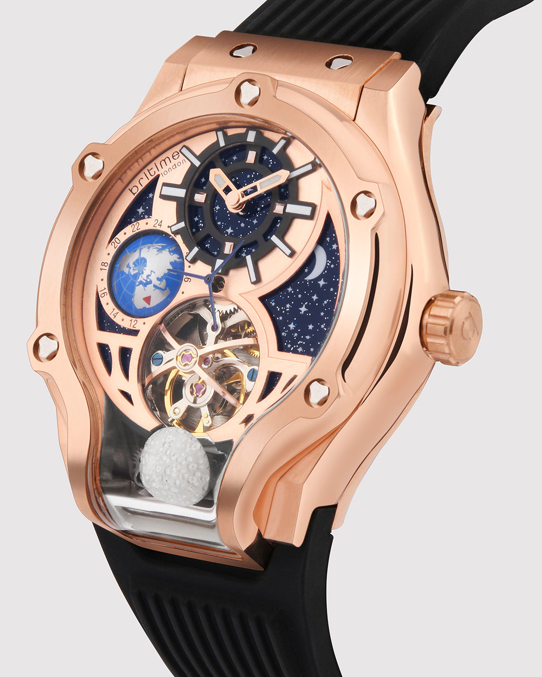 Britime Asteroid Rose Gold Dial Multifunction Silicon Automatic Men's Watch - 777-P30706