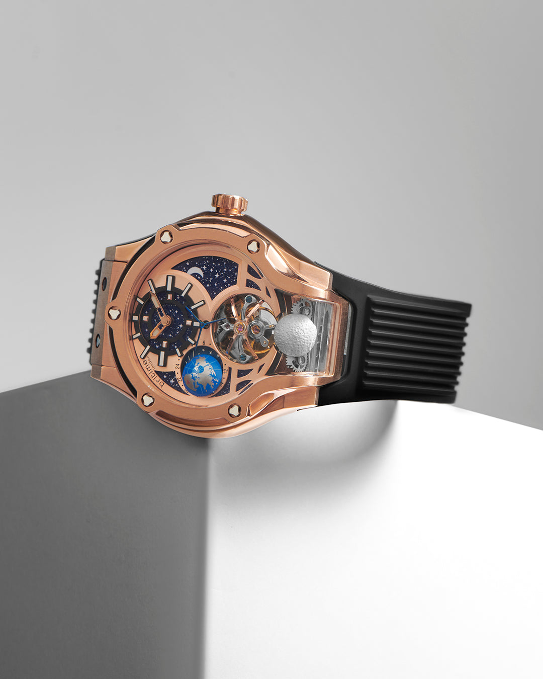 Britime Asteroid Rose Gold Dial Multifunction Silicon Automatic Men's Watch - 777-P30706