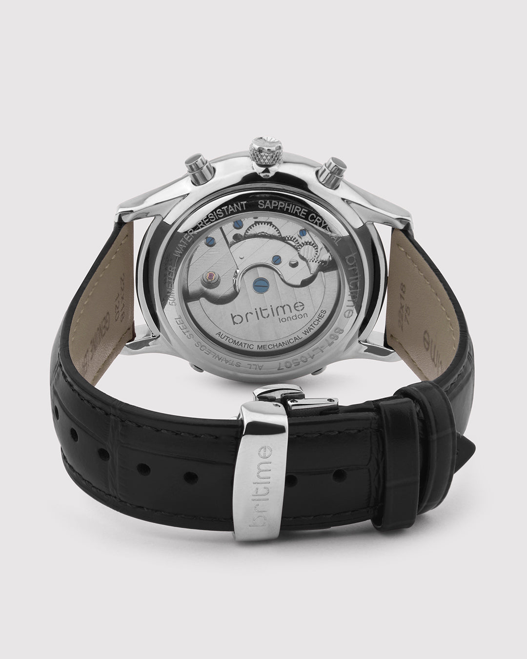 Britime Celestial Silver Dial Multifunction Leather Strep Automatic  Men's Watch - 867-L10306