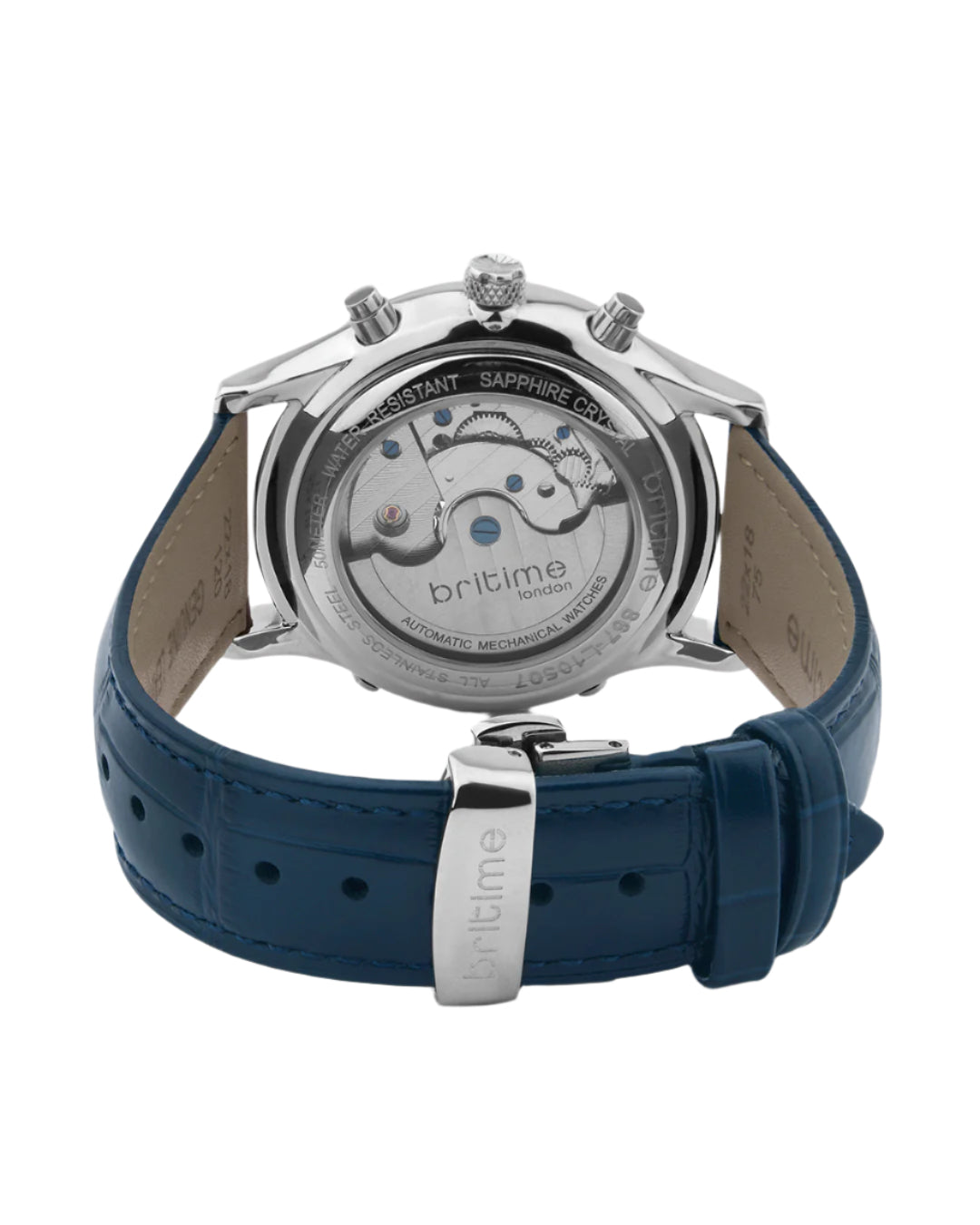 Britime Celestial Blue Dial With Leather Strep Multifunction Automatic Men's Watch - 867-L10507