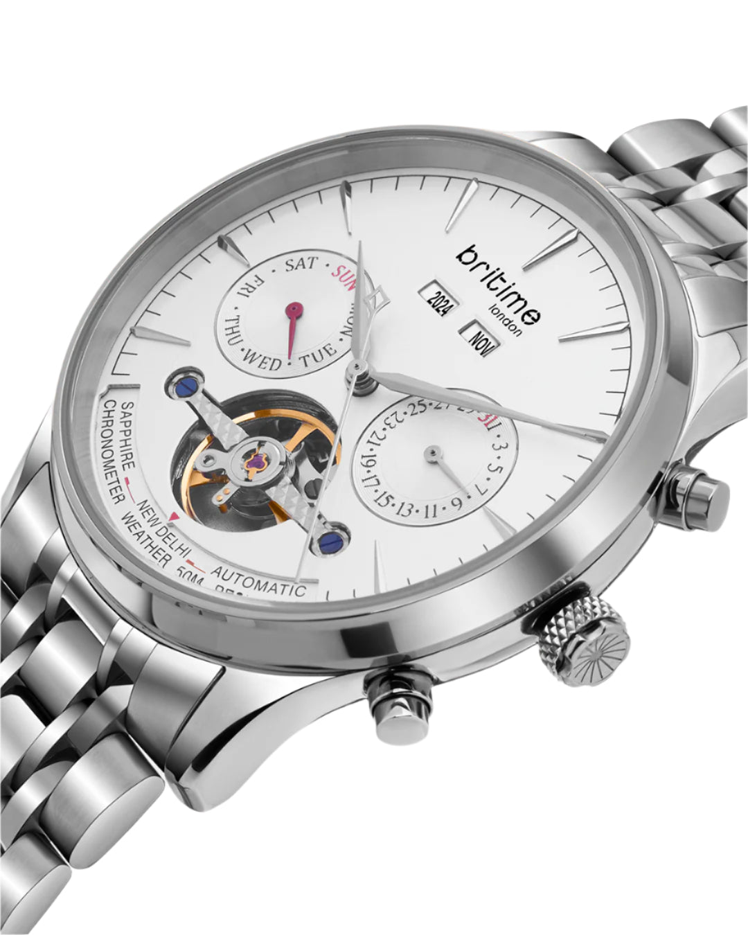 Britime Celestial Silver Dial Multifunction Stainless steel Automatic Men's Watch - 867-M10301