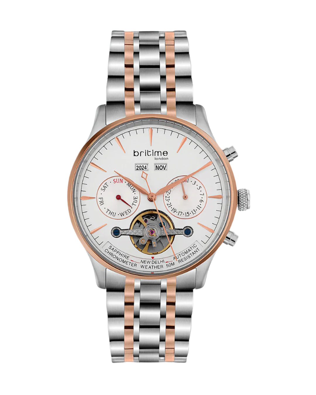 Britime Celestial Silver Dial Multifunction Stainless steel Automatic Men's Watch - 867-M30305