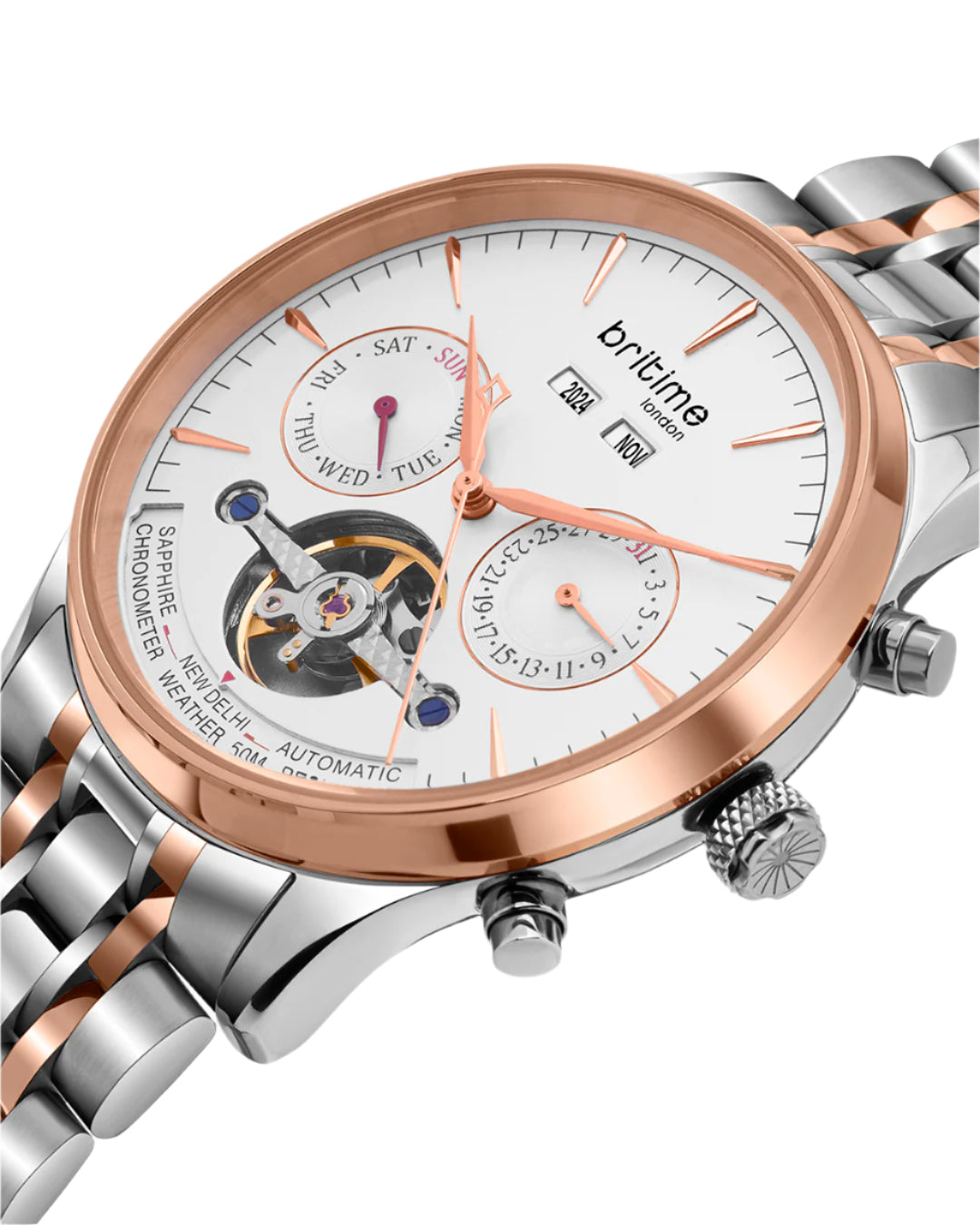Britime Celestial Silver Dial Multifunction Stainless steel Automatic Men's Watch - 867-M30305