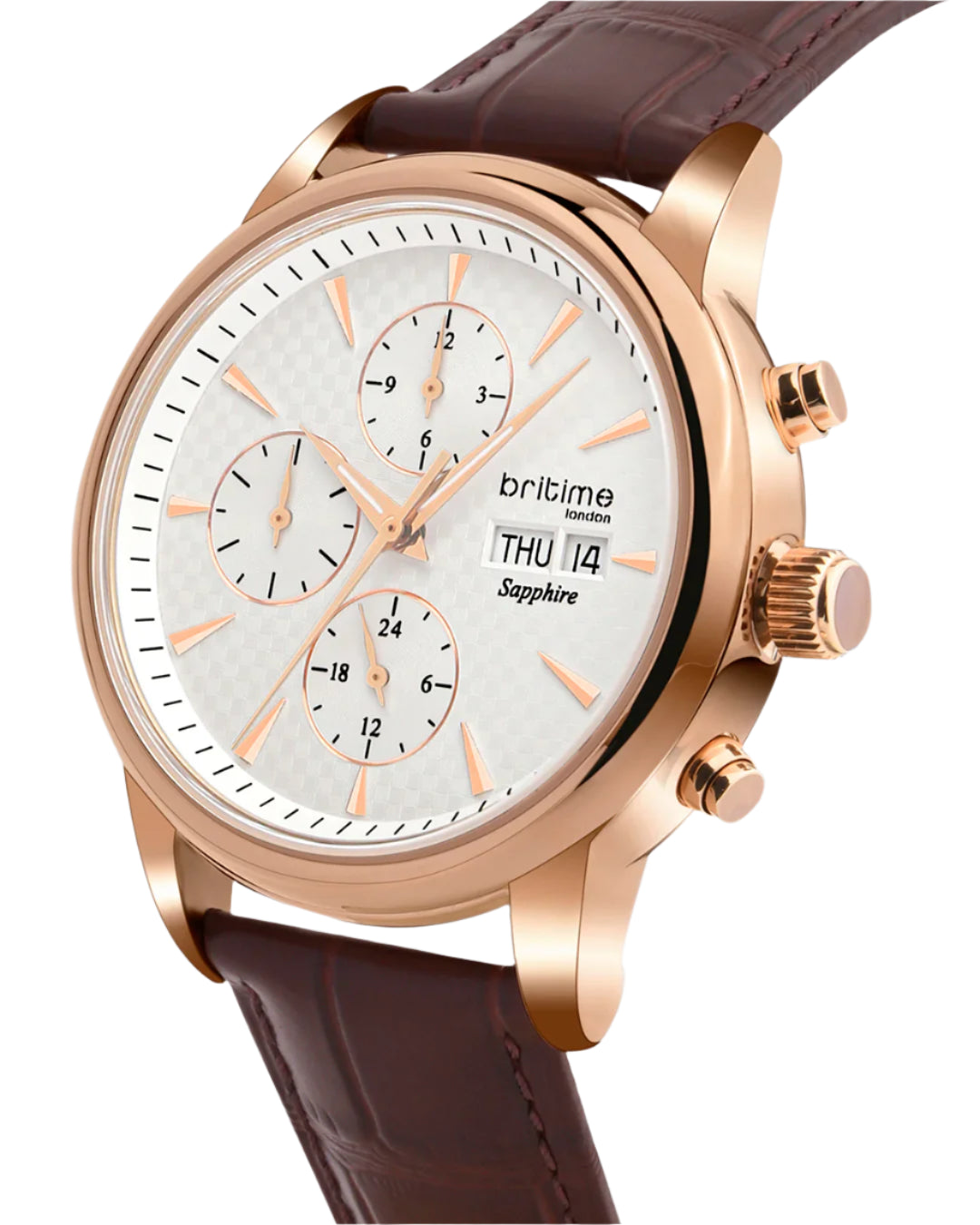 Britime Magna Men Automatic White Dial Analog Leather Strap Watch 928-L30308