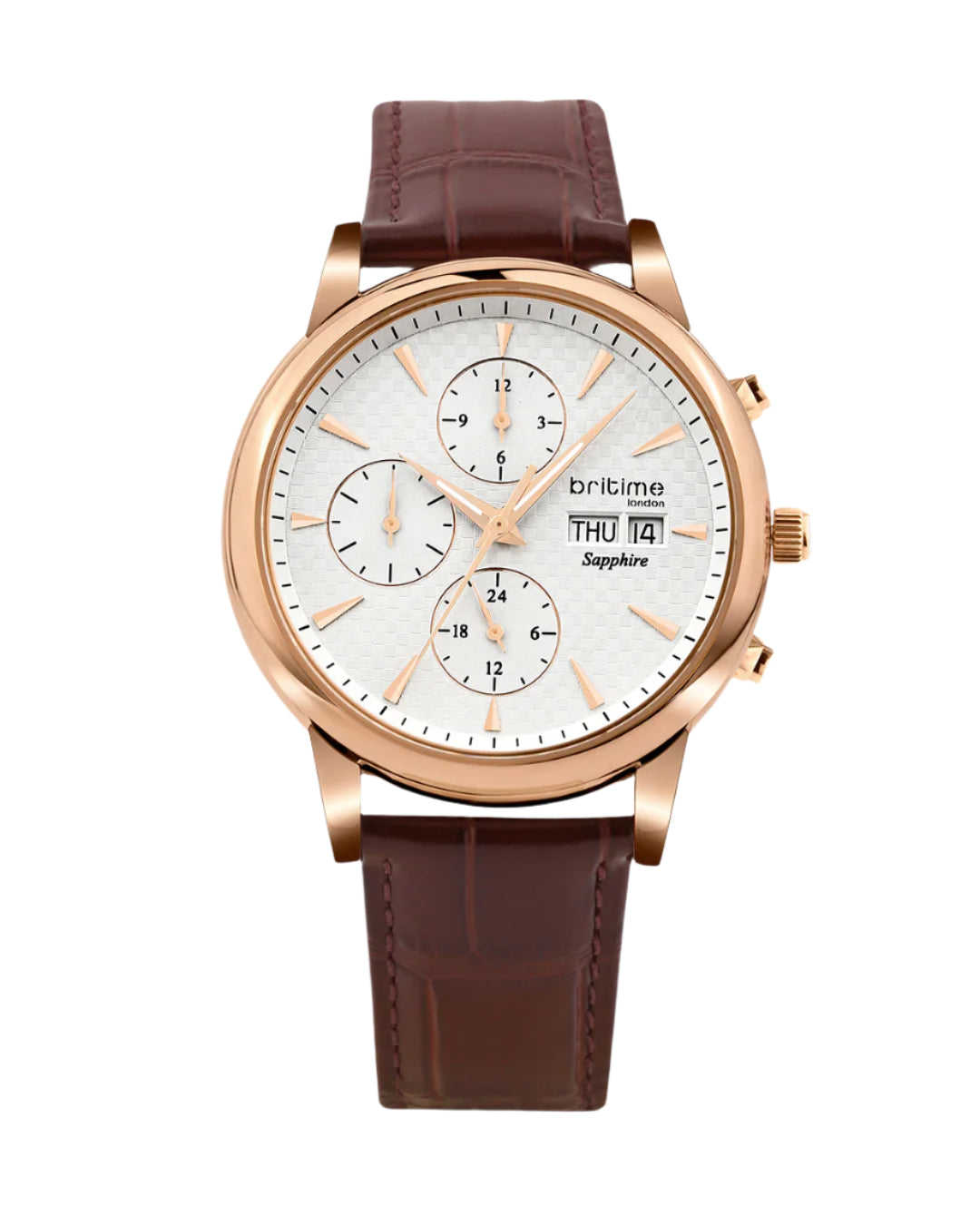 Britime Magna Men Automatic White Dial Analog Leather Strap Watch 928-L30308