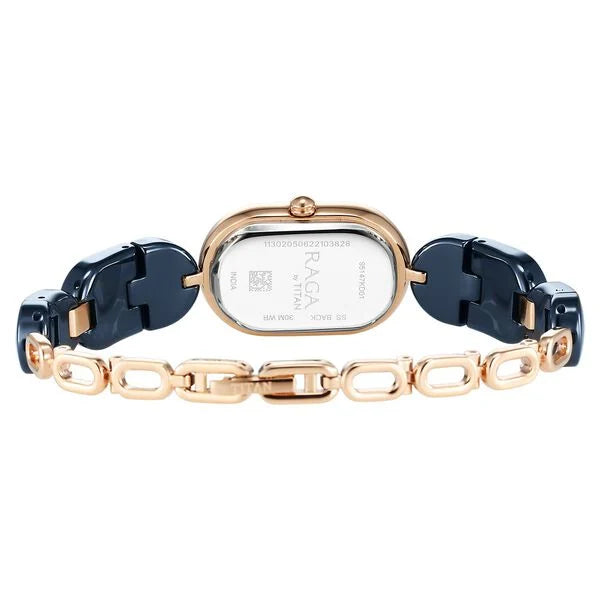 Raga Ceramics Quartz Analog Blue Dial Blue Ceramic Strap Watch For Women 95147KD01