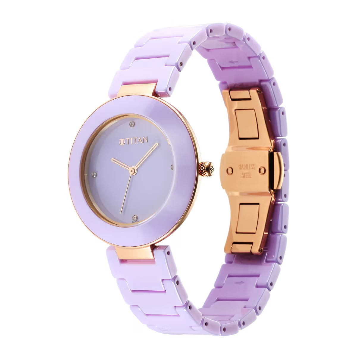 Titan Purple Ceramics Purple Dial Analog Ceramic Strap watch for Women 95189KC06