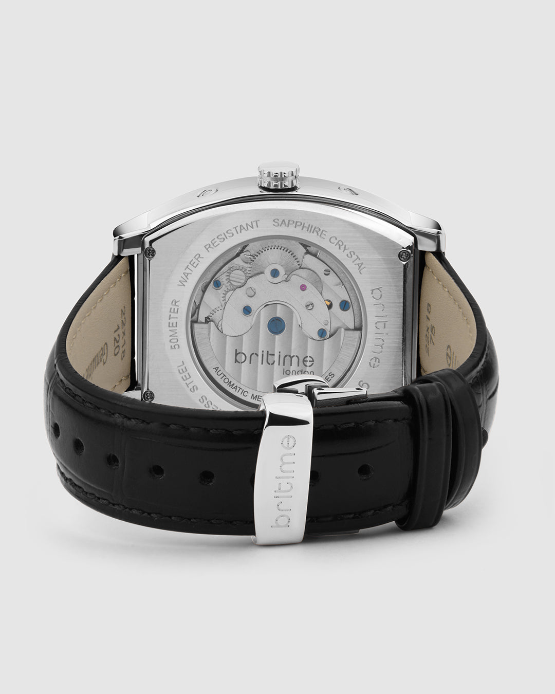 Britime Galaxy Men Automatic Silver Dial Multi-Function Leather Watch 985-L10406