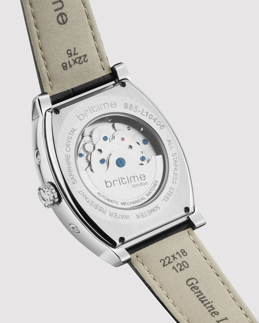 Britime Galaxy Men Automatic Silver Dial Multi-Function Leather Watch 985-L10406