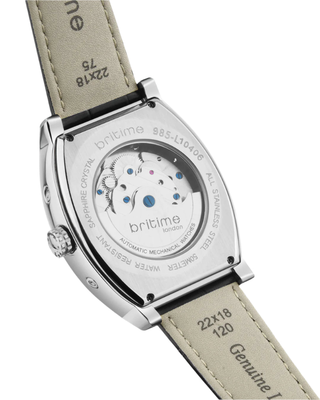 Britime Galaxy Men Automatic Silver Dial Multi-Function Leather Watch 985-L10406