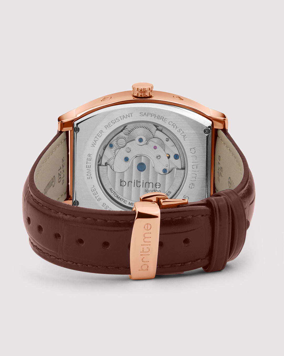 Britime Galaxy Men Automatic Silver Dial Multi-Function Leather Strap Watch 985-L30308