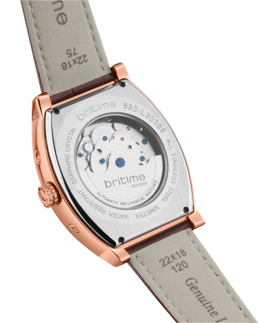 Britime Galaxy Men Automatic Silver Dial Multi-Function Leather Strap Watch 985-L30308