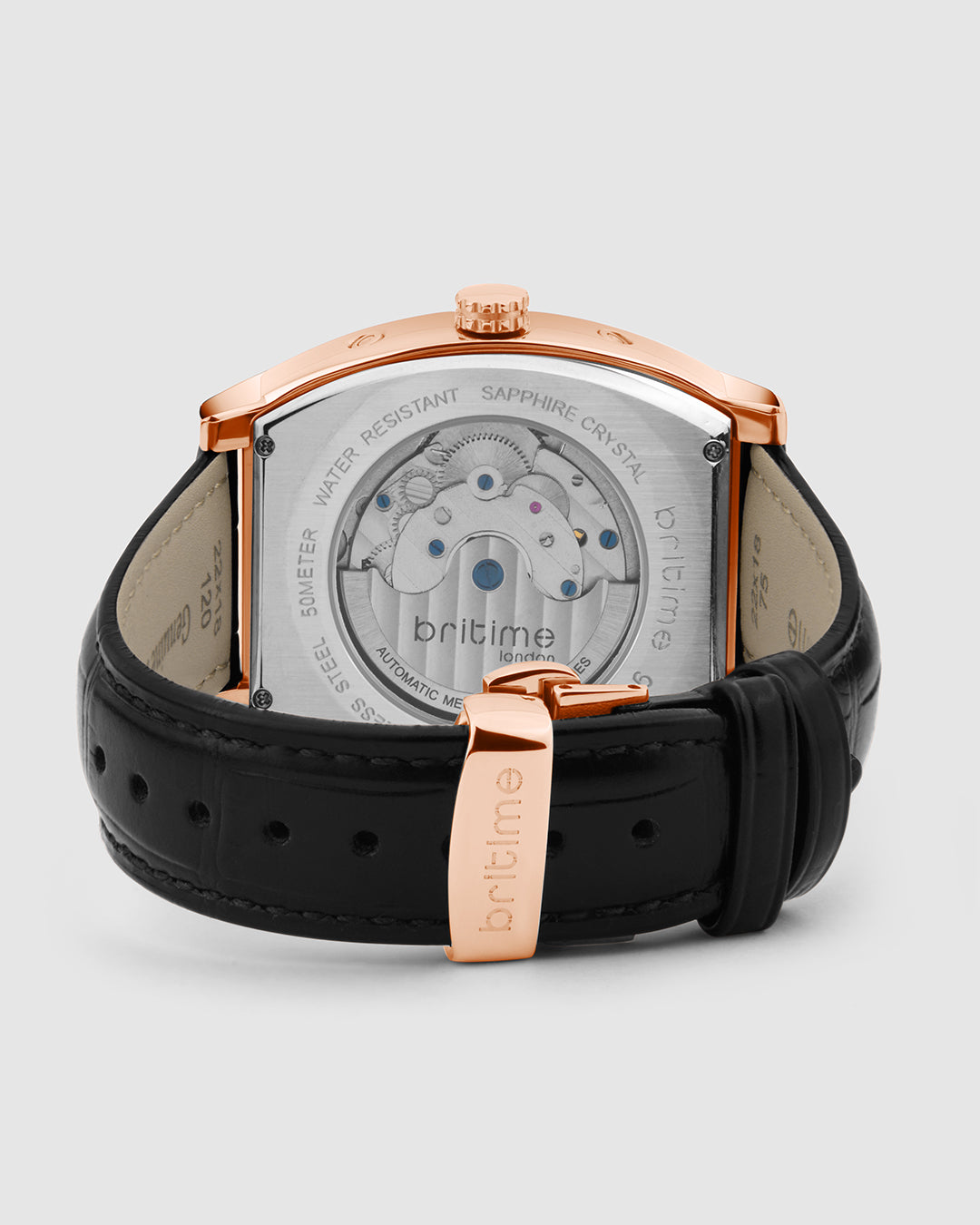 Britime Galaxy Men Automatic Black Dial Multi-Function Leather Strap Watch 985-L30406