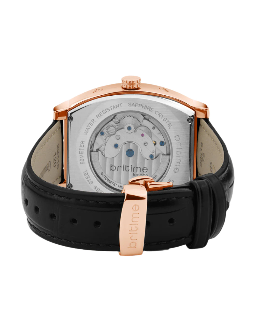 Britime Galaxy Men Automatic Black Dial Multi-Function Leather Strap Watch 985-L30406
