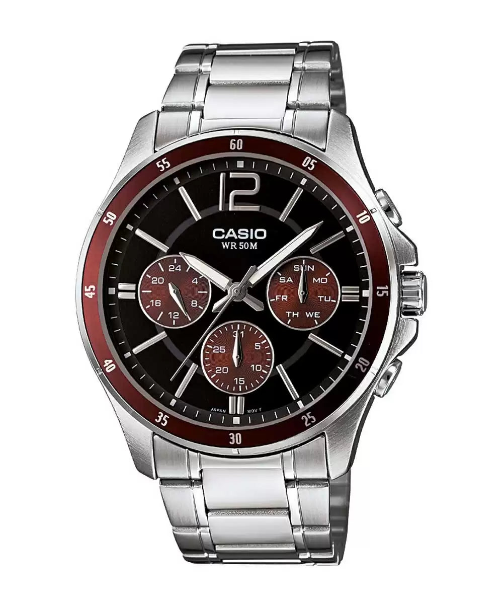 Casio ENTICER MEN MTP-1374HD-5AVIF - A1647 Silver Multi-Dial - Men's Watch