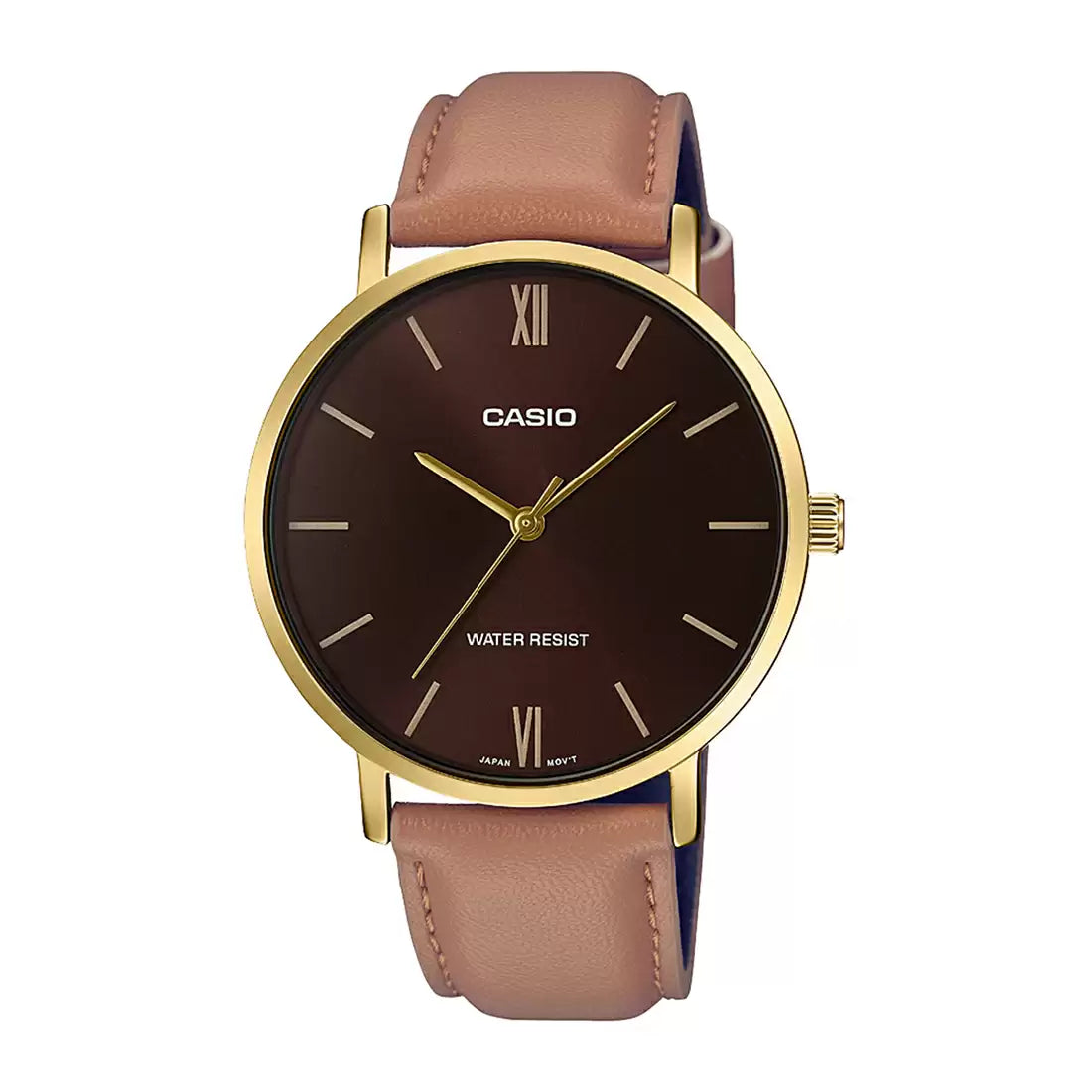 Casio ENTICER MEN MTP-VT01GL-5BUDF - A1783 Brown Leather - Men's Watch