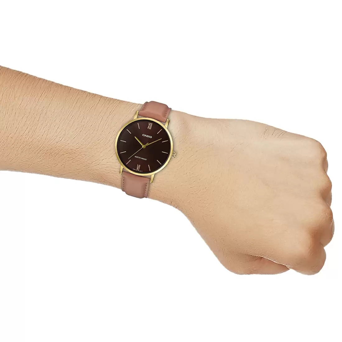 Casio ENTICER MEN MTP-VT01GL-5BUDF - A1783 Brown Leather - Men's Watch