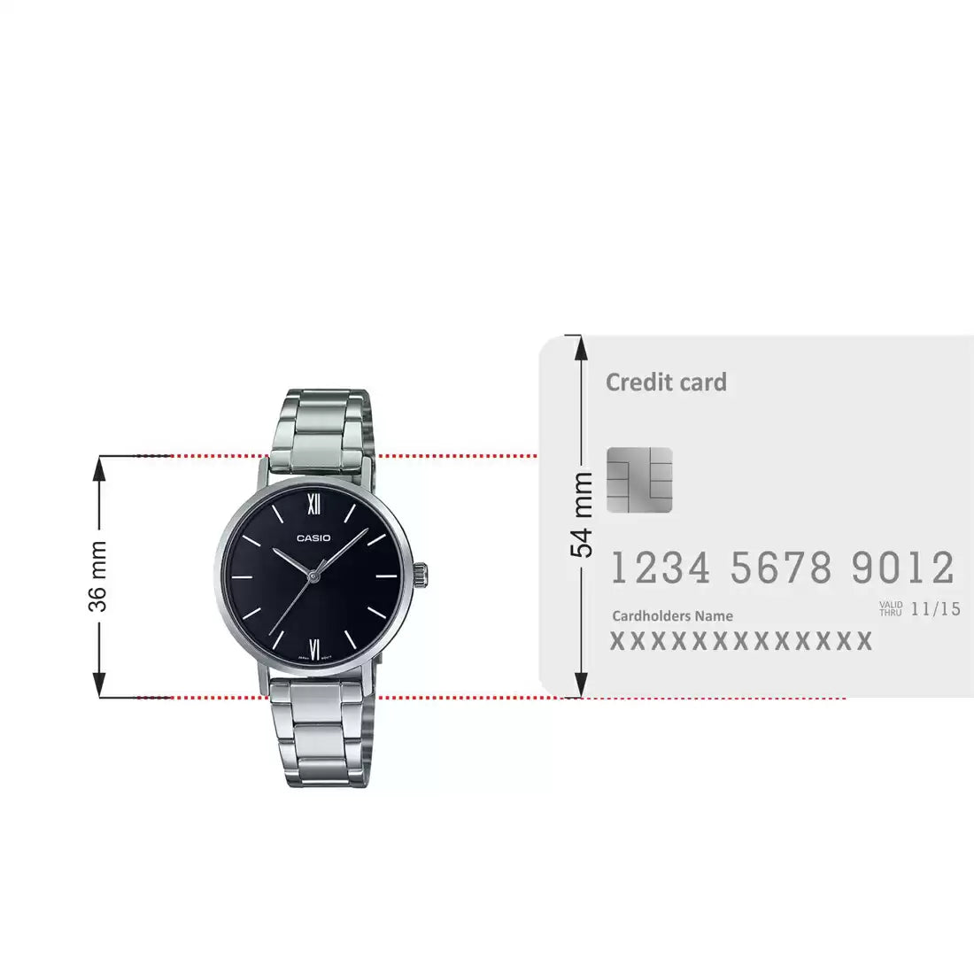 Casio ENTICER LADIES LTP-VT02D-1AUDF - A1997 Silver Analog - Women's Watch