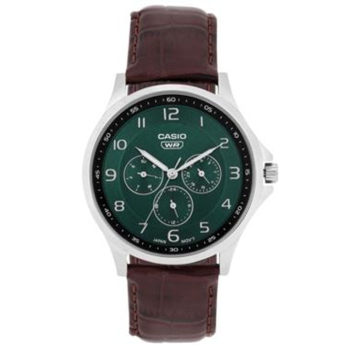CASIO MTP-SN2KL-3A Green Dial With Leather Strap Analog Men Watch A2456