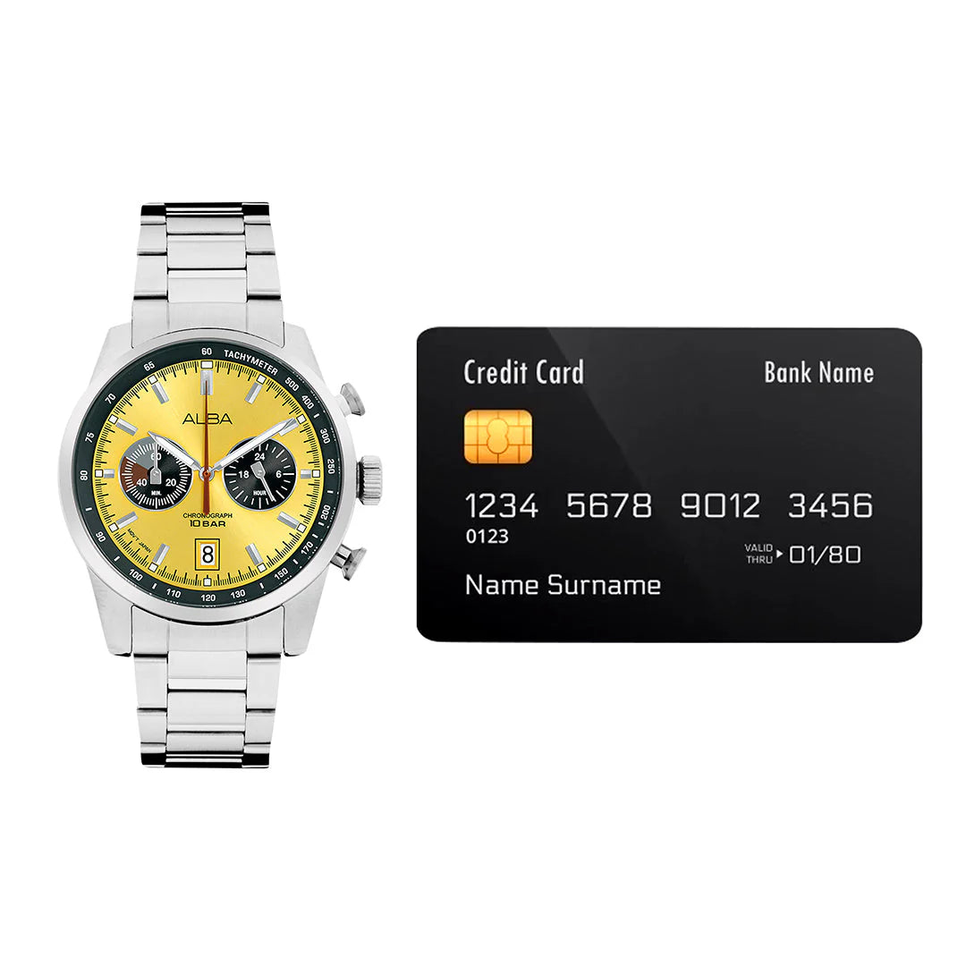 ALBA Gold + Black Dial Chronograph Watch Men Watch A4B003X1