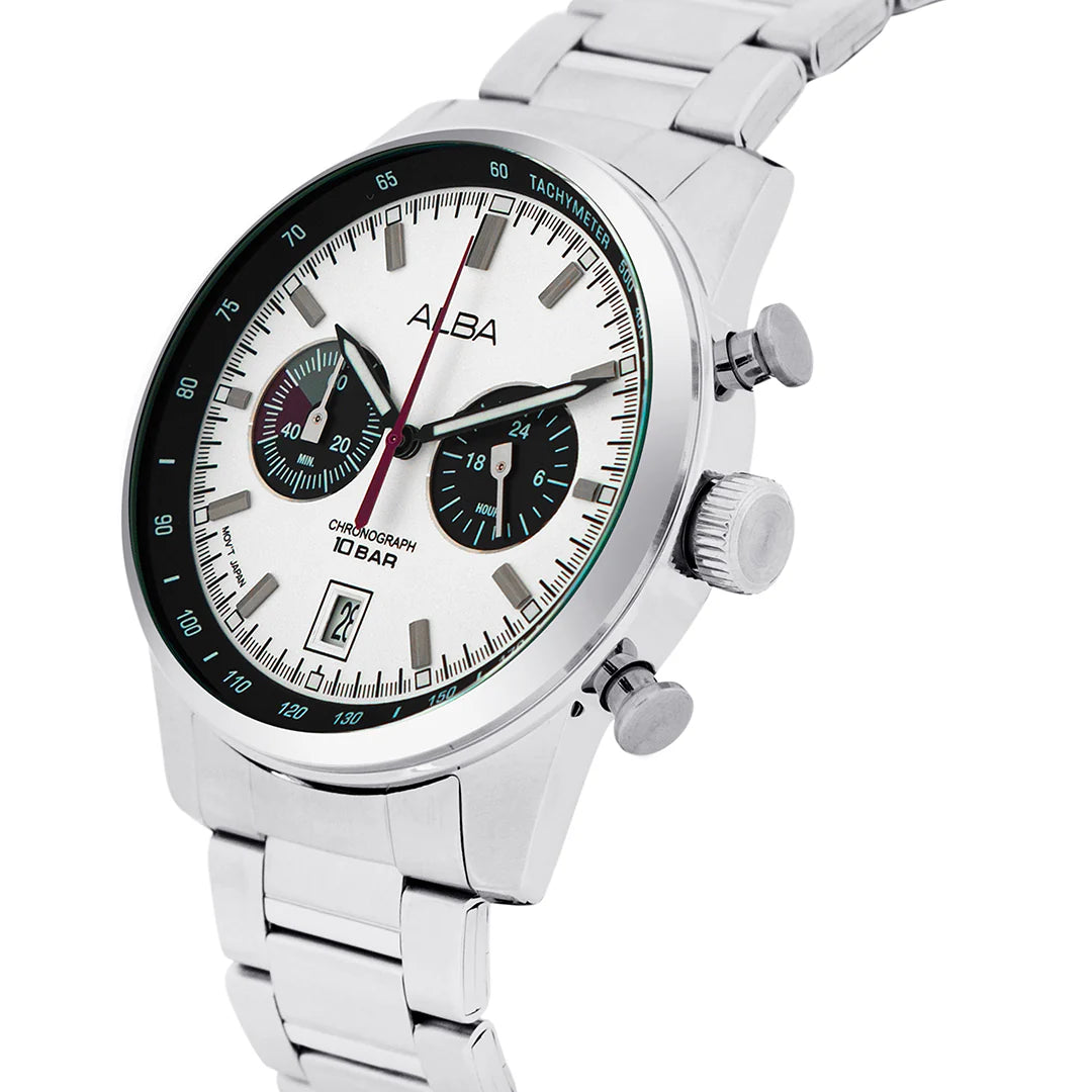 ALBA White + Black Dial Chronograph Men's Watch A4B009X1