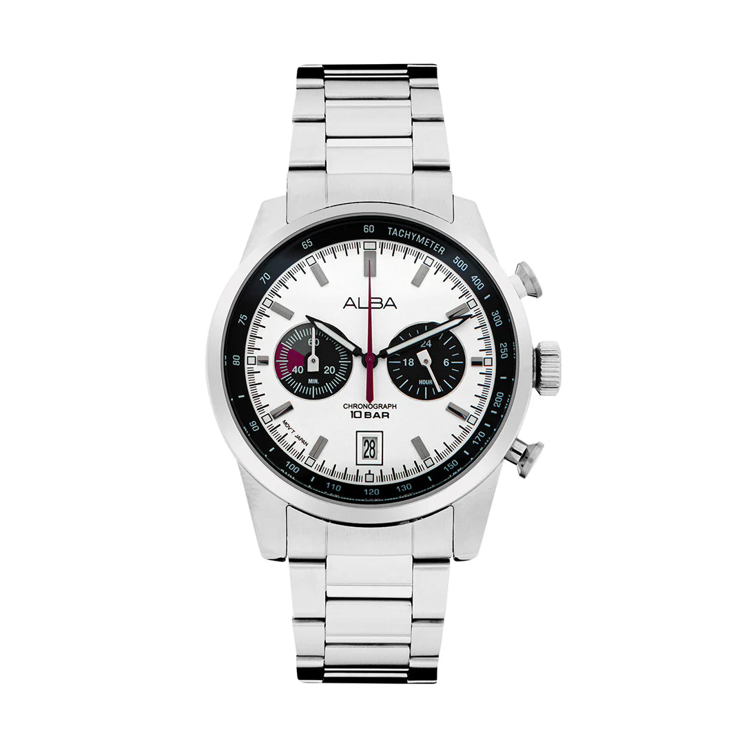 ALBA White + Black Dial Chronograph Men's Watch A4B009X1
