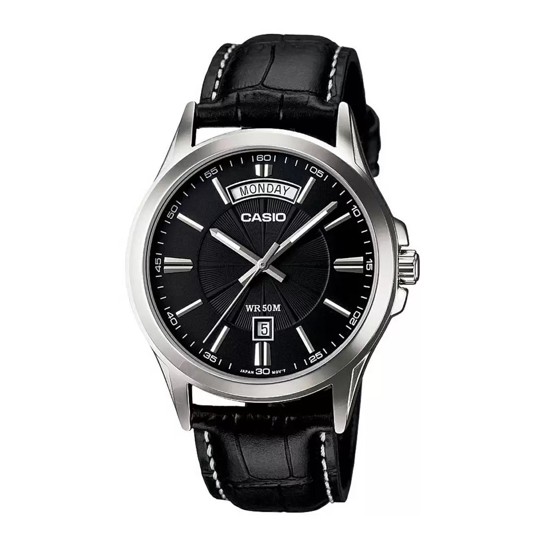 ENTICER MEN  MTP-1381L-1AVDF Black Leather Watch A844